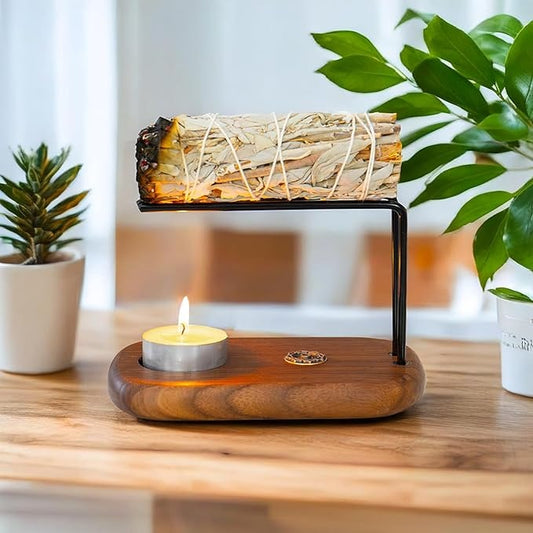 Palo Santo & Sage Holder – Timeless Walnut Harmony