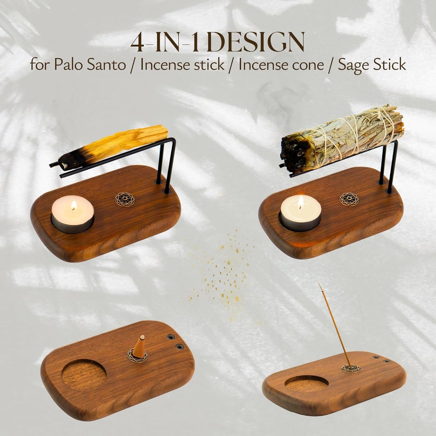 Palo Santo & Sage Holder – Timeless Walnut Harmony